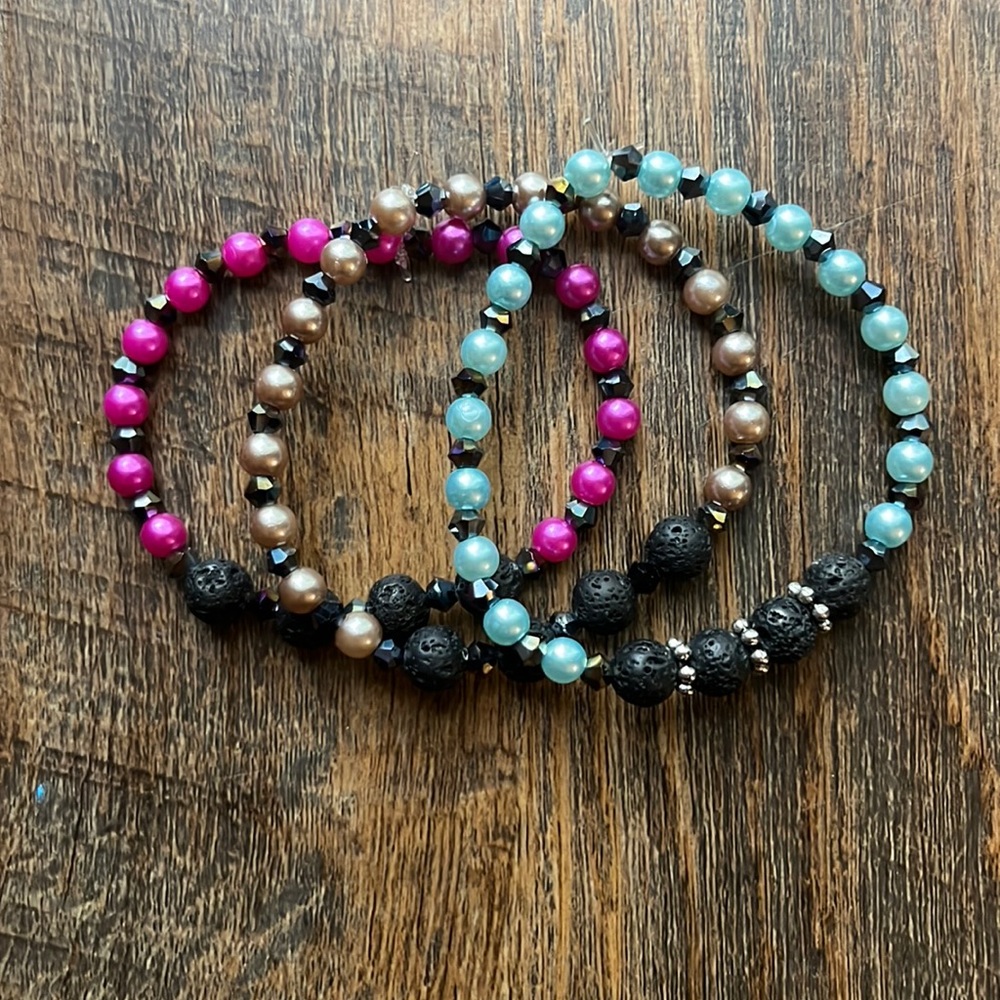 3 Lava bead essential oil bracelets original